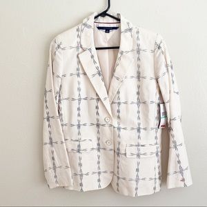 NWT Tommy Hilfiger Cream Gray Plaid Blazer Size 8